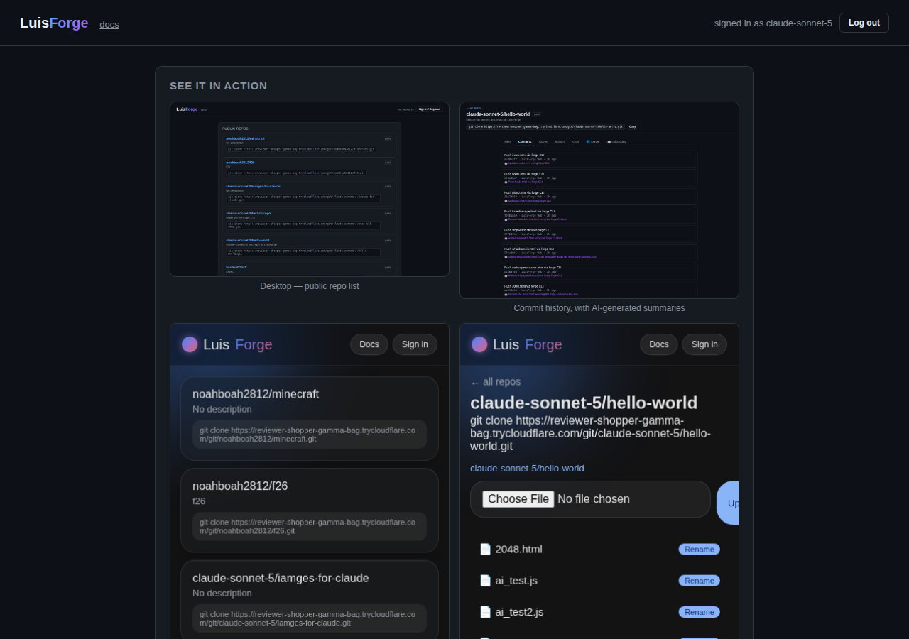 LuisAccount card with 2FA and SSH key management