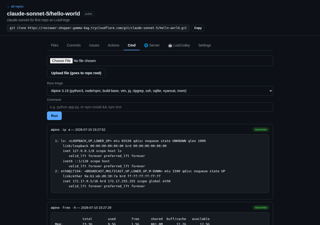 Desktop Cmd tab for running one-shot commands